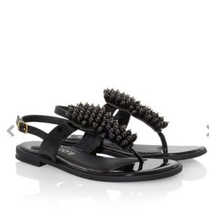 Chico’s Tina Black Patent Bead Summer Sandal 8